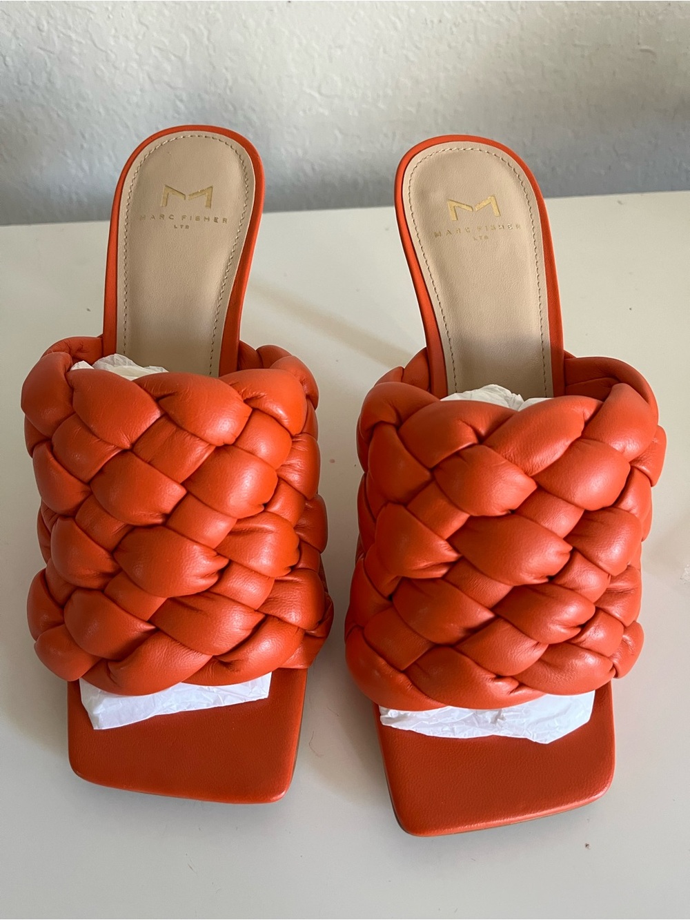 Marc Fisher Orange Braided Slide Sandals